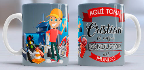 Taza personalizada profesiones. Conductor